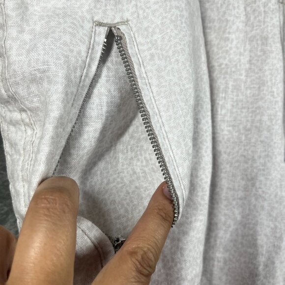 Athleta Linen Pants Jogger Womens Size 16 Gray Mirco Cheetah Abalone Summer - Picture 6 of 11